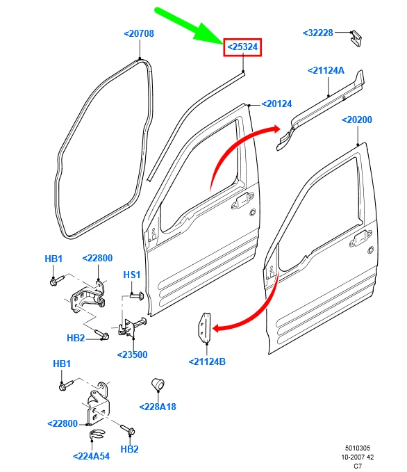 FORD TRANSIT CONNECT MK1 Front Left Door Upper Seal 5082416 NEW 