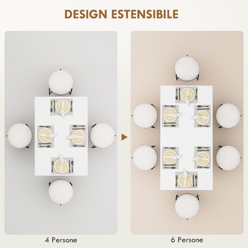 Tavolo da Pranzo Allungabile per 4-6 Persone 120-160x80x78 cm Bianco DecHome - Foto 4 di 9