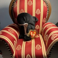 Beanie Baby - Waves the Whale - 1996 Retired, PE Pellets w/ Tag Errors #4084