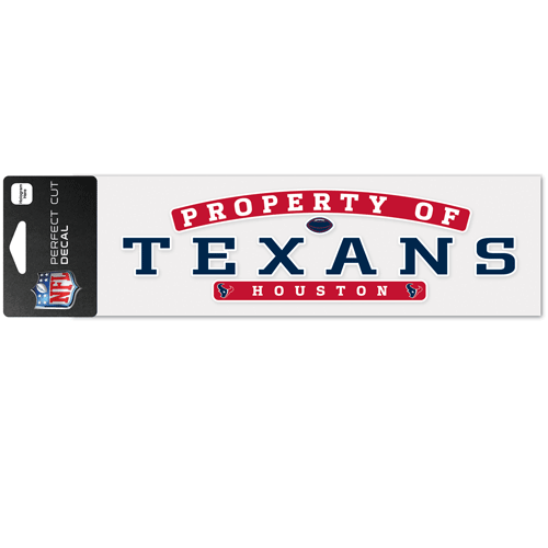 Houston Texans'Property Of' Logo & Mot Mark Parfait Coupe Autocollant 3 T X 10 W - Picture 1 of 1