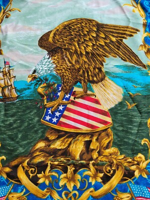 Vintage Wesco Reltex American Eagle Patriotic Barkcloth 