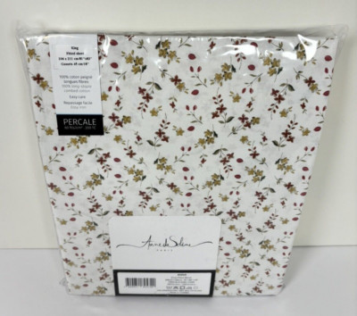 Anne de Solene Anna King Fitted Sheet Cotton Percale Floral