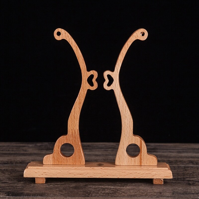 Wooden Folding Fan Stand Sturdy Display Base Large Decorative Hand Fan