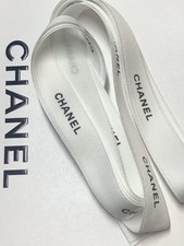 2 Yards Of CHANEL Classic White Ribbon w/Black Logo Width:1.5 cm/0.6 Inches 