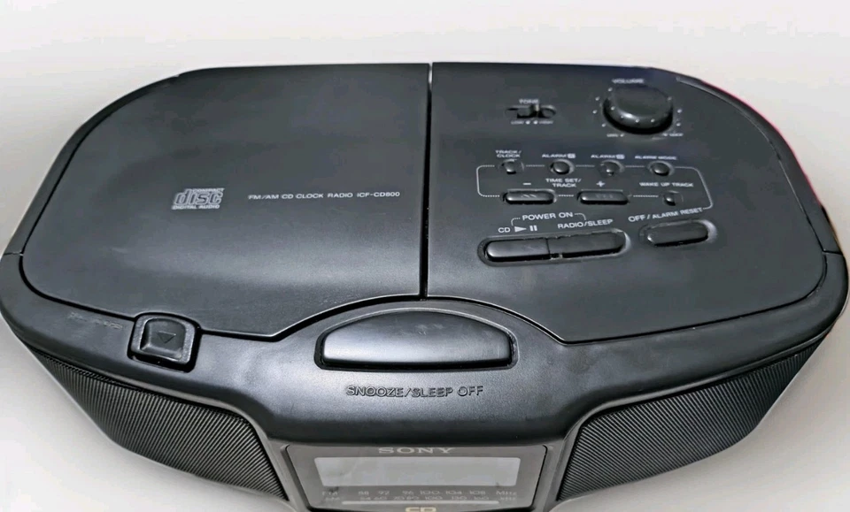 Sony ICF-CD800 Reproductor de CD AM FM Reloj Despertador Radio Probado ¡Funciona! Foto 2 de 3