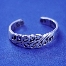 Size 4, vintage Sterling silver handmade ring, 925 filigree open band