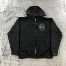 Harry Potter Hogwarts Crest Hoodie Sweatshirt Kids Large Black Zip Up Universal
