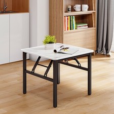 Foldable Square Coffee Table Marbling Top Kitchen Dining Table Side Desk 60/80cm