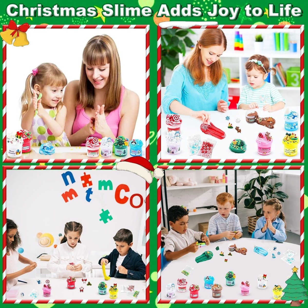 Calendrier De L'Avent Slime 2025 – 24 Surprises ! 12 Slimes Cristal + 12 Accessoires Fun Pour Enfants, Compte à Rebours Noël Magique Garçons Filles