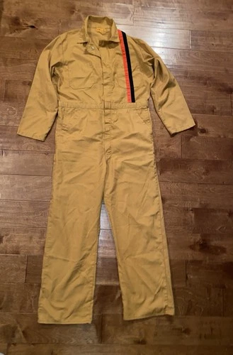 Vintage Ambassador Uniform Co. Coveralls Union Made Red Black Stripe 40 R ￼ - product listing photo