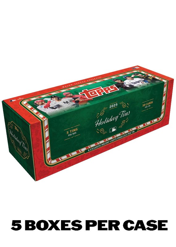 2025 TOPPS HOLIDAY HOBBY 5-BOX CASE (15 TINS) MLB Baseball