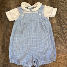 Alexis Bubble Romper Size 6 Months Boys Blue Gingham Vintage