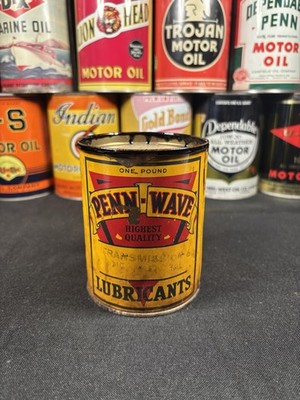 1940s Metal Penn Wave 1 Lb Grease Can Leaking