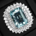 Vibran Arctic Blue Aquamarine 8.1Ct 925 Sterling Silver Handmade Rings Size 6.75