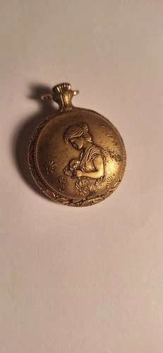 Vintage WOMENS VICTORIAN SCENE MAJESTIME POCKET WATCH-Swiss Made - For Repair
