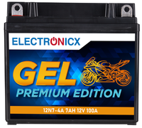 Electronicx YB7-A GEL Motorradbatterie 12V 7Ah 130A/EN - Wartungsfrei, Vorgelade