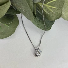 WTJ Sterling Silver Hershey's Kiss Pendant Necklace Adjustable 16”-18”