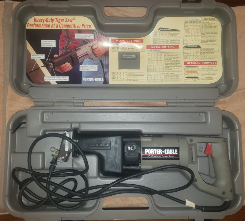 PORTER CABLE 738 9738 RECIPROCATING TIGER SAW W/ CASE CLEAN USA SCE 402B2