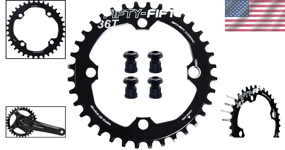 Plato 104BCD anodizado de alta calidad - Compatibilidad de una sola velocidad 30T-36T Foto 2 de 4