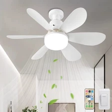 Large Ceiling Fan E27 Fan Light  with Dimmable LED Light Remote Controller USA