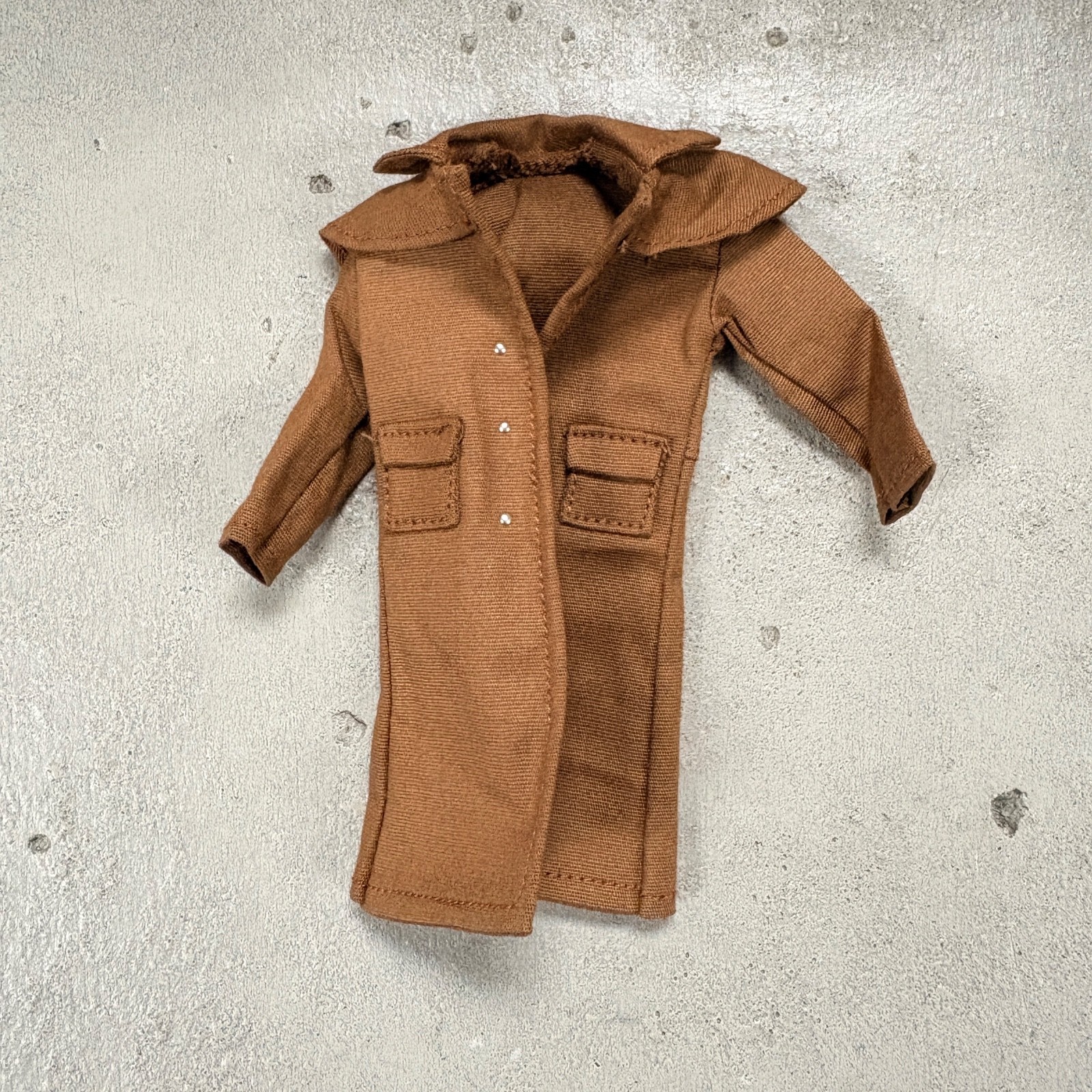 PB-LTC-DU-BRN: 1/12 Brown Wired Fabric Western Duster Coat f
