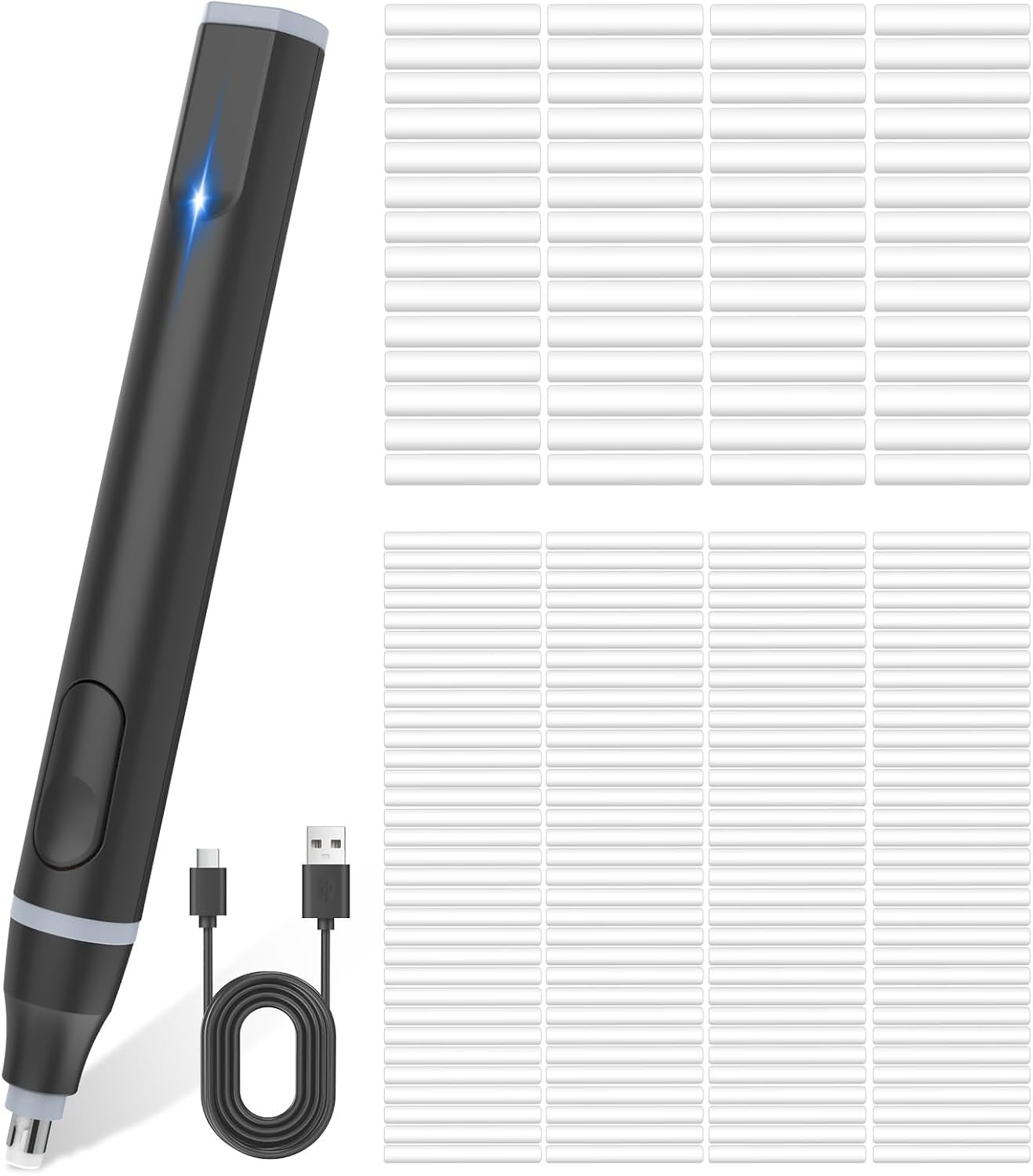 큐티펀 전동 지우개, 미술용 전동 지우개, USB 충전식, 블랙
