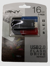 PNY 16 GB USB 2.0 Flash Drive 3-Pack Assorted Colors