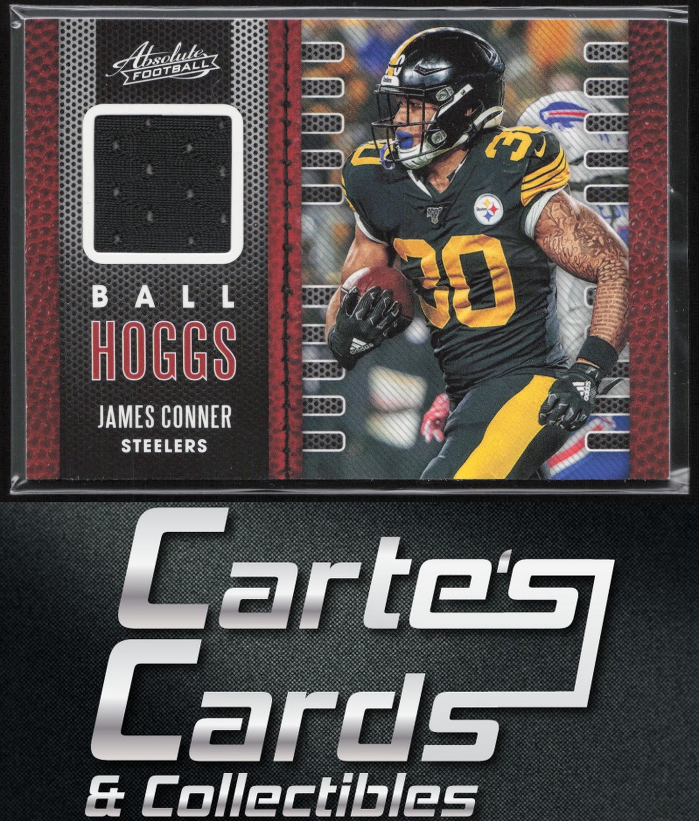 James Conner 2020 Panini Absolute #6 Ball Hoggs Pittsburgh Steelers Jersey Relic
