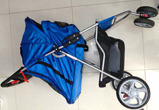 Pet Stroller Pushchair with Canopy, Basket, Cup Holders, Rubber Tyres