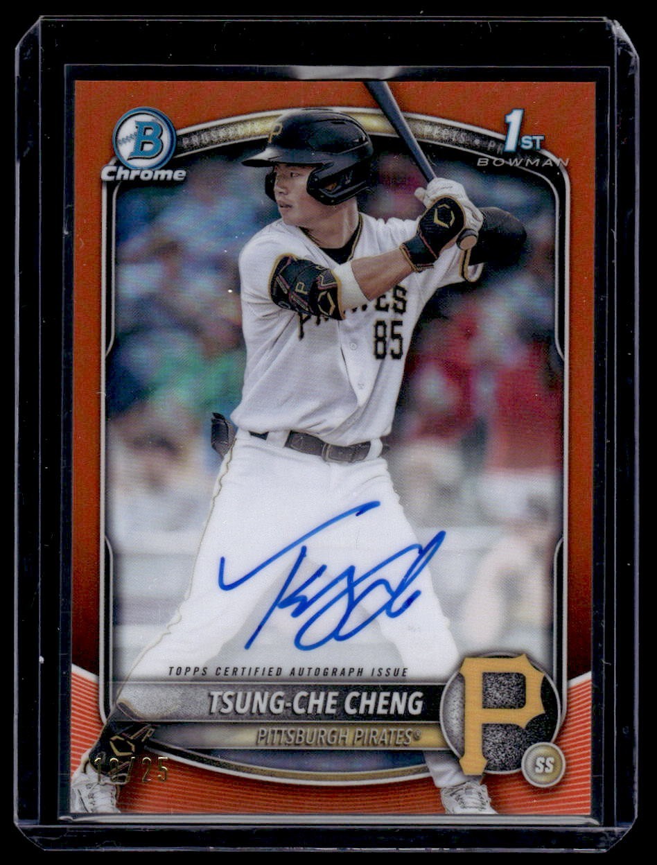 2025 Bowman Tsung-Che Cheng 1st Bowman Chrome True Orange Auto /25 Pirates