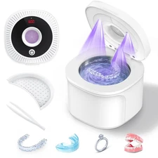 Ultrasonic Retainer Cleaner, 45kHz Dental Appliances Cleaning Machine with U/...