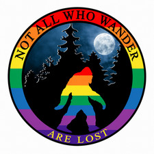 Pride Sticker Vinyl Decal Rainbow Bigfoot Sasquatch LGBTQ Equality Hiking 6"
