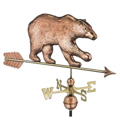 Bear Weathervane with Arrow - Pure Copper by Good Directions Brown