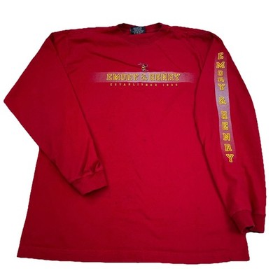 Vintage Emory & Henry Wasps Shirt Men Medium Red Tee Long Sleeve 90s Y2K Baggy *