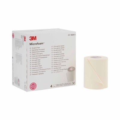 3M Microfoam Elastic Foam Medical Surgical Tape 1528-3 3'' X 5.5 Yds 4 Rolls