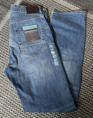 Marks and Spencer Mens Jeans Straight Fit Performance Denim Flex Waist 34 Leg 33