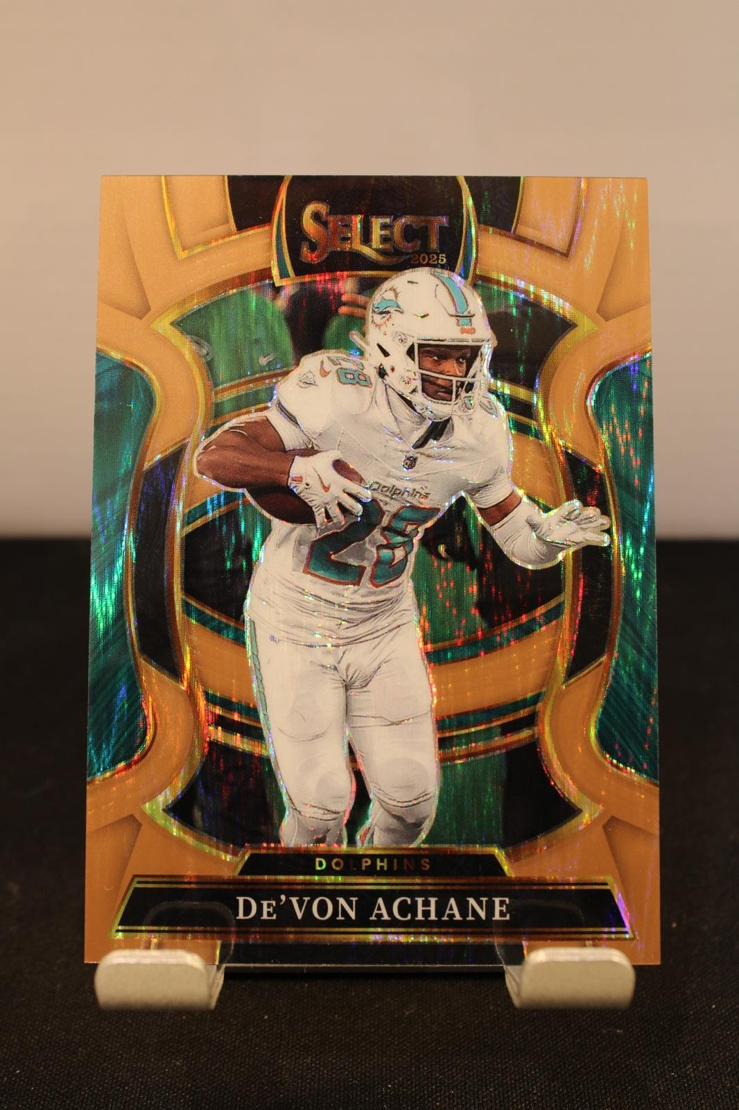 De'Von Achane 2025 Panini Select #81 Copper Prizm Shock #/899