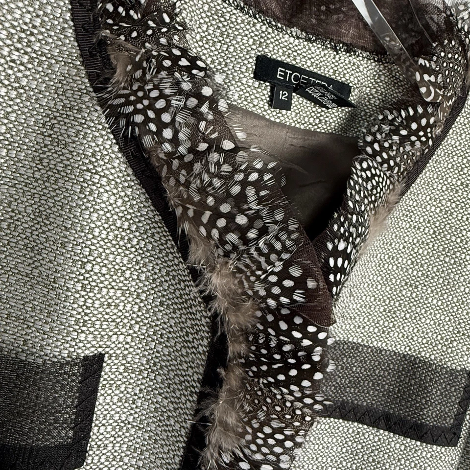 Etcetera Feather And Mesh Trimmed Blazer Jacket Sz 12 - Image 3 of 4