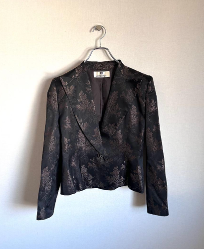 Givenchy 90s Vintage Jacquard Blazer Black Brown Rayon Size 40 Rare - 第 1/11 張圖片