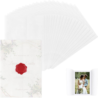 A5 Briefumschläge Pergamentpapier für Einladungen, 50 Stück Umschläge Durchschei