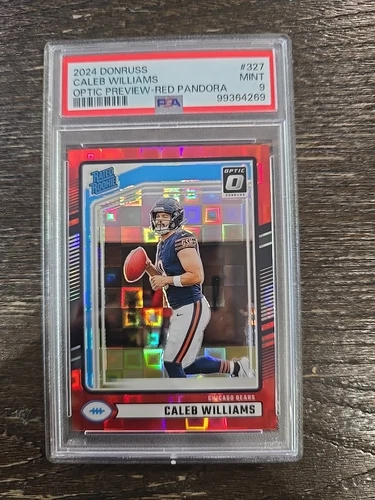 2024 PANINI DONRUSS 327 CALEB WILLIAMS OPTIC PREVIEW-RED PANDORA PSA 9 Rookie RC