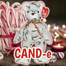 CAND-E ❤️ 2001 Ty Beanie Babies Christmas Candy Canes  Old Face BEAR Baby *MWMT*