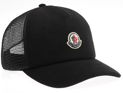NEW MONCLER BLACK TECHNO COTTON FELT LOGO BASEBALL CAP HAT UNISEX