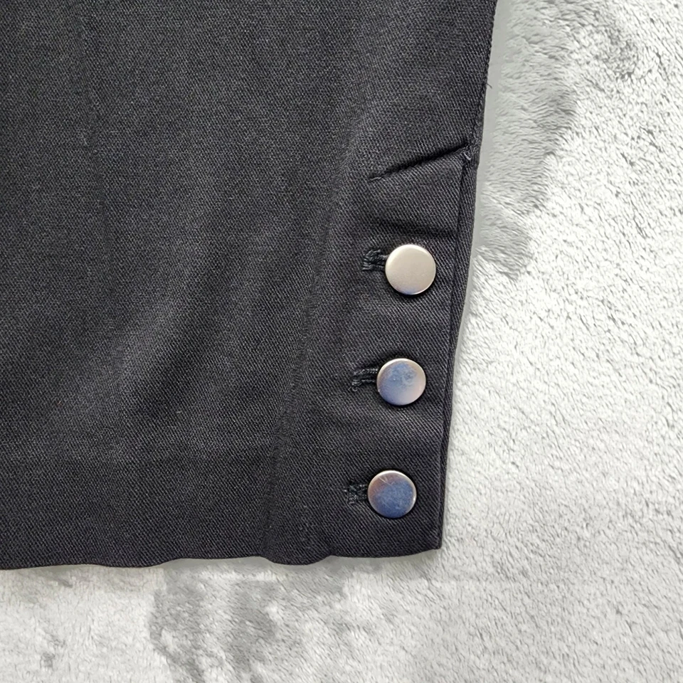 Pantalones Van Heusen para mujer 14 negros tiro alto pierna ajustada botón dobladillo detalle Foto 2 de 4