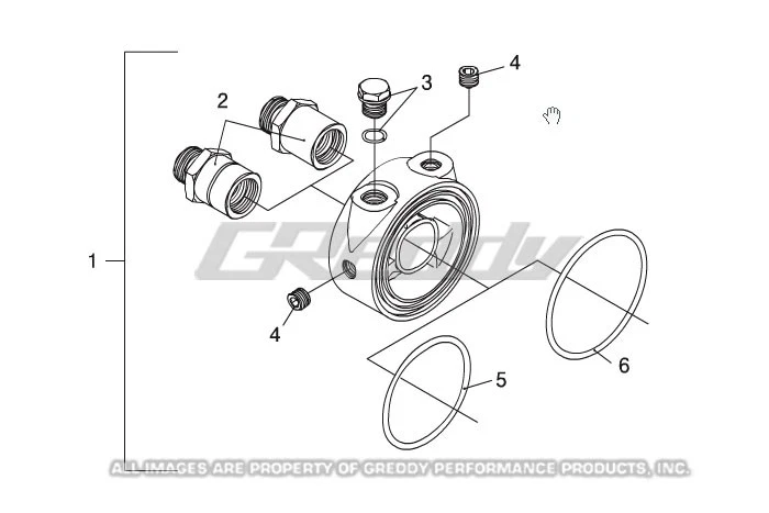 Adaptador de bloque de filtro de aceite universal GReddy Foto 3 de 4