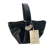 MERIT Brandon Maxwell Black Leather Mini Tote Handbag with Dust Bag New