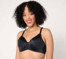 Breezies Women's Bra Sz 44B Jacquard Back Smoothing Unlined Black A473389