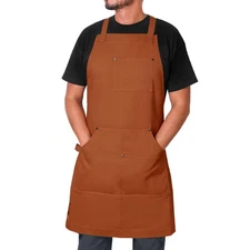Tipsee Chef 100 Cotton Apron, Adjustable Straps, 6 Pockets, Tool Loop, Black