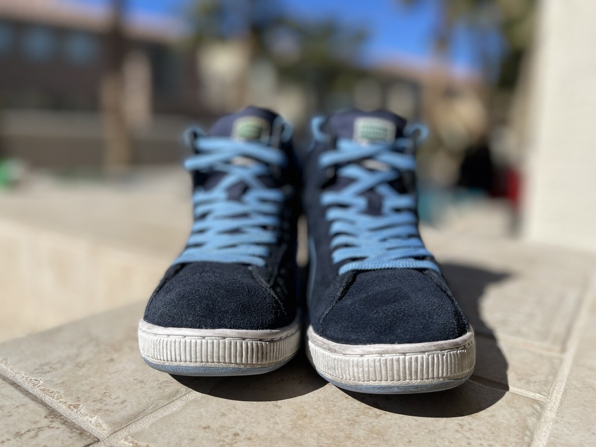 Puma First Round EX Suede Basketball Shoes Blue 181980 High Top 