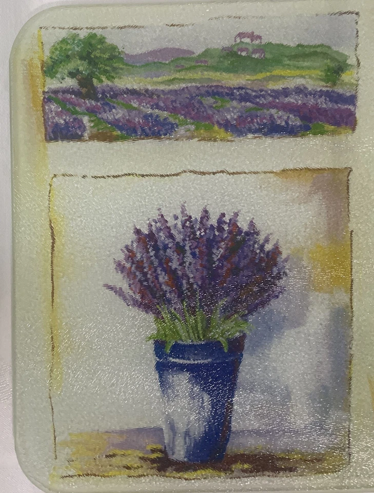Tabla de cortar de vidrio floral lavanda ahorro de encimera 15 x 11 Foto 2 de 4